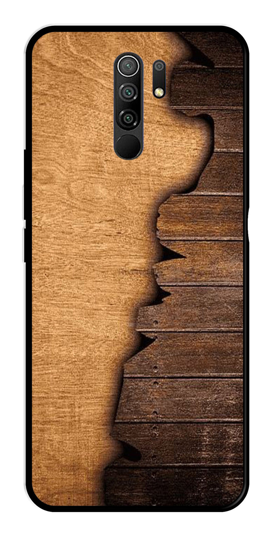 Wooden Design Metal Mobile Case for Redmi 9 Prime   (Design No -13)