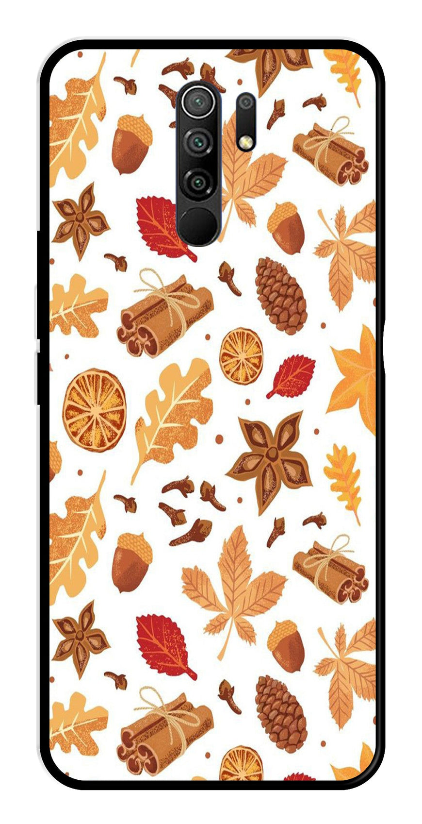 Autumn Leaf Metal Mobile Case for Redmi 9 Prime   (Design No -19)
