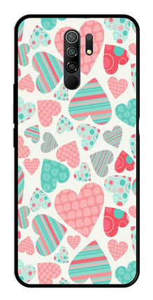 Hearts Pattern Metal Mobile Case for Redmi 9 Prime