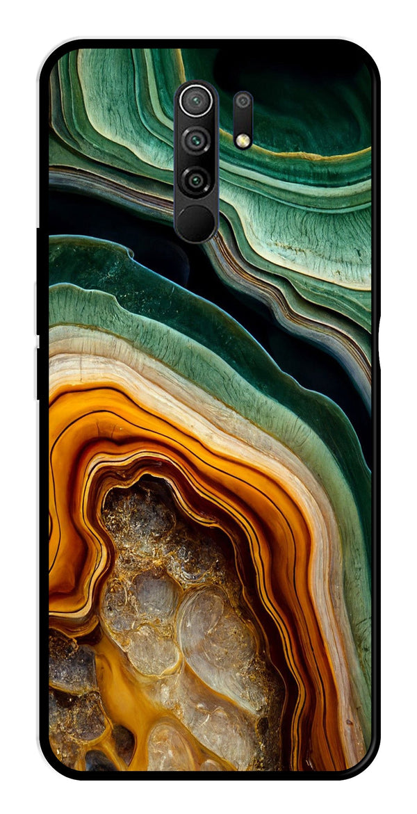 Marble Design Metal Mobile Case for Redmi 9 Prime   (Design No -28)