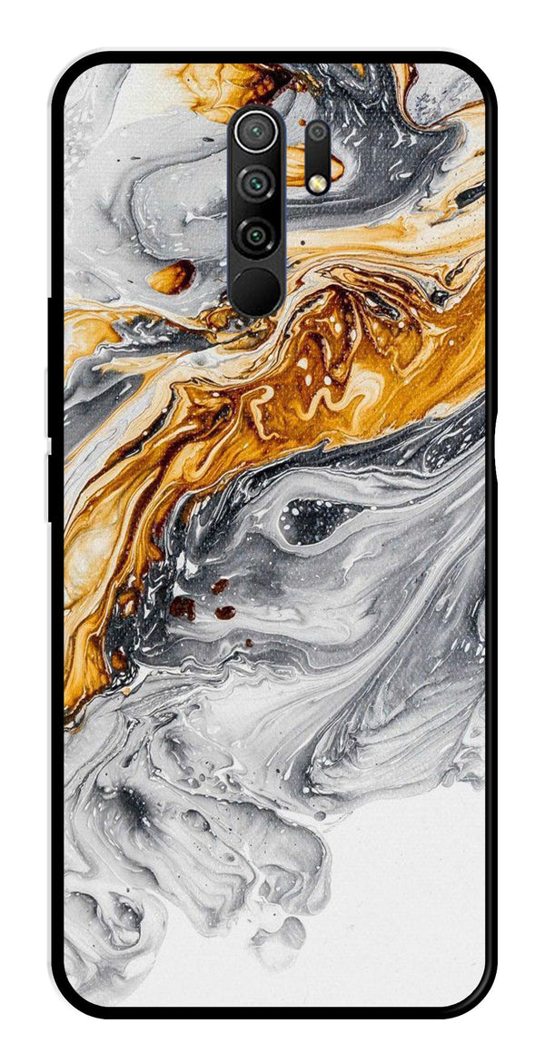 Marble Pattern Metal Mobile Case for Redmi 9 Prime   (Design No -36)