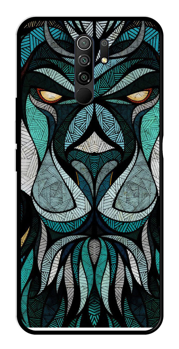 Lion Pattern Metal Mobile Case for Redmi 9 Prime   (Design No -40)