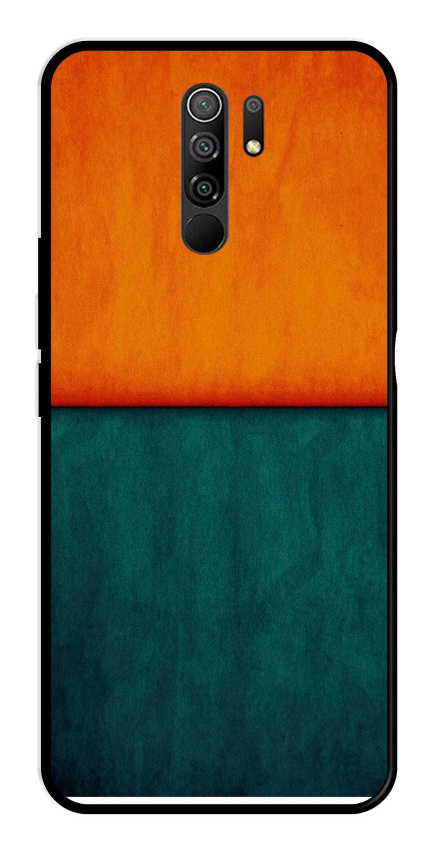 Orange Green Pattern Metal Mobile Case for Redmi 9 Prime   (Design No -45)