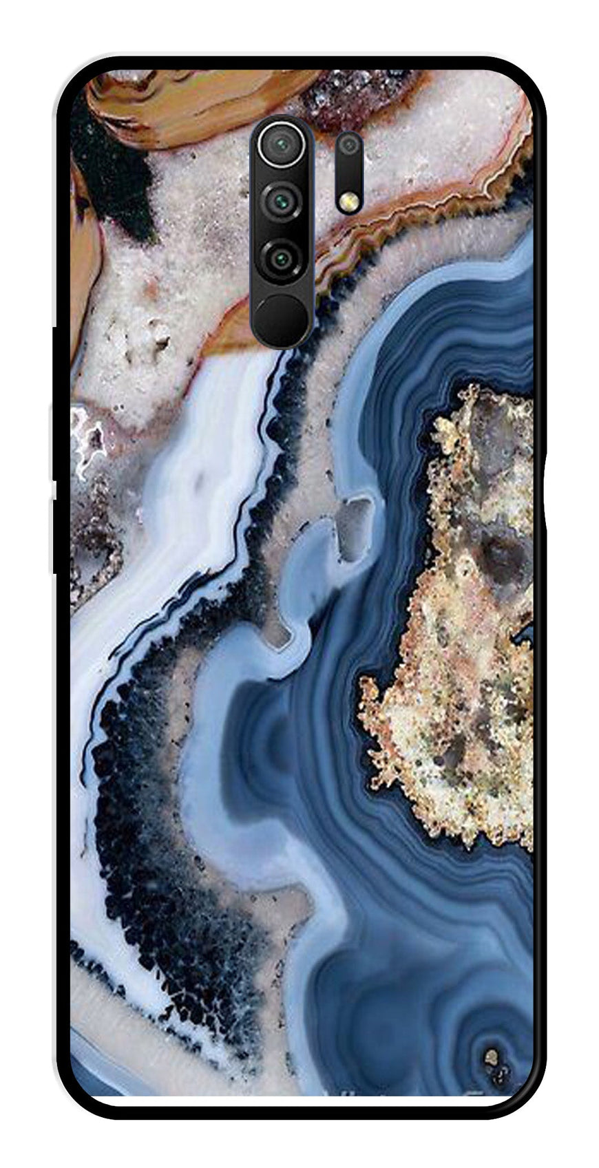 Marble Design Metal Mobile Case for Redmi 9 Prime   (Design No -53)