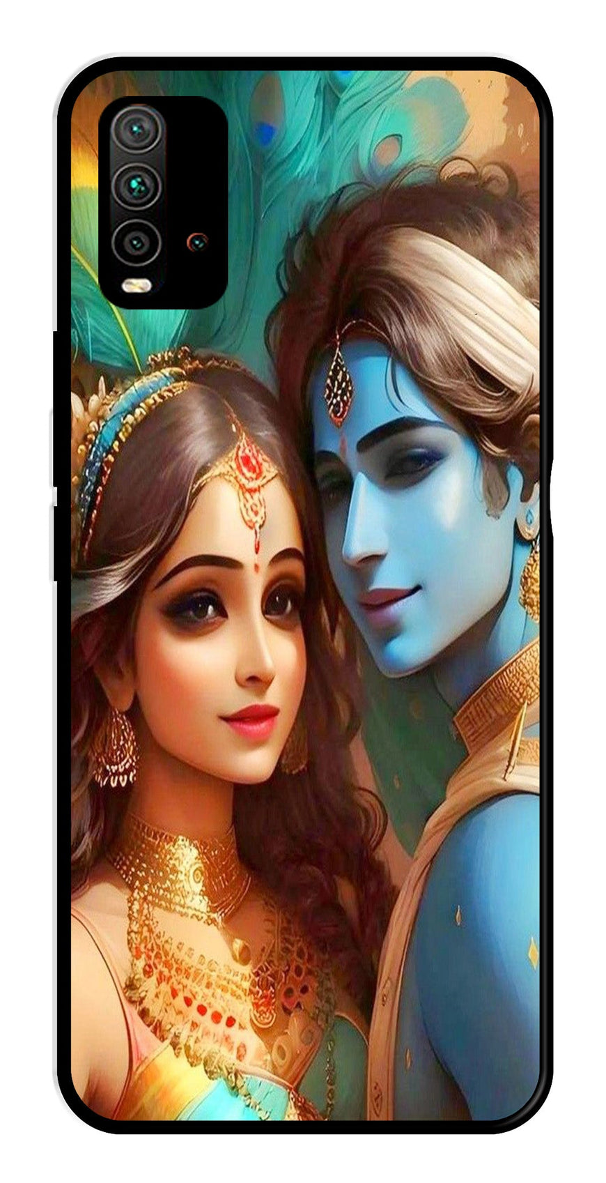 Lord Radha Krishna Metal Mobile Case for Redmi 9 Power   (Design No -01)