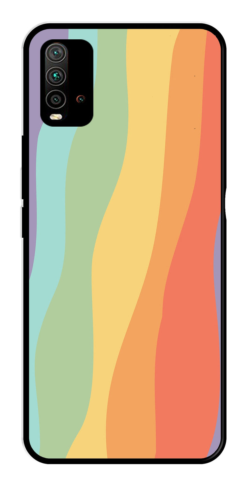 Muted Rainbow Metal Mobile Case for Redmi 9 Power   (Design No -02)