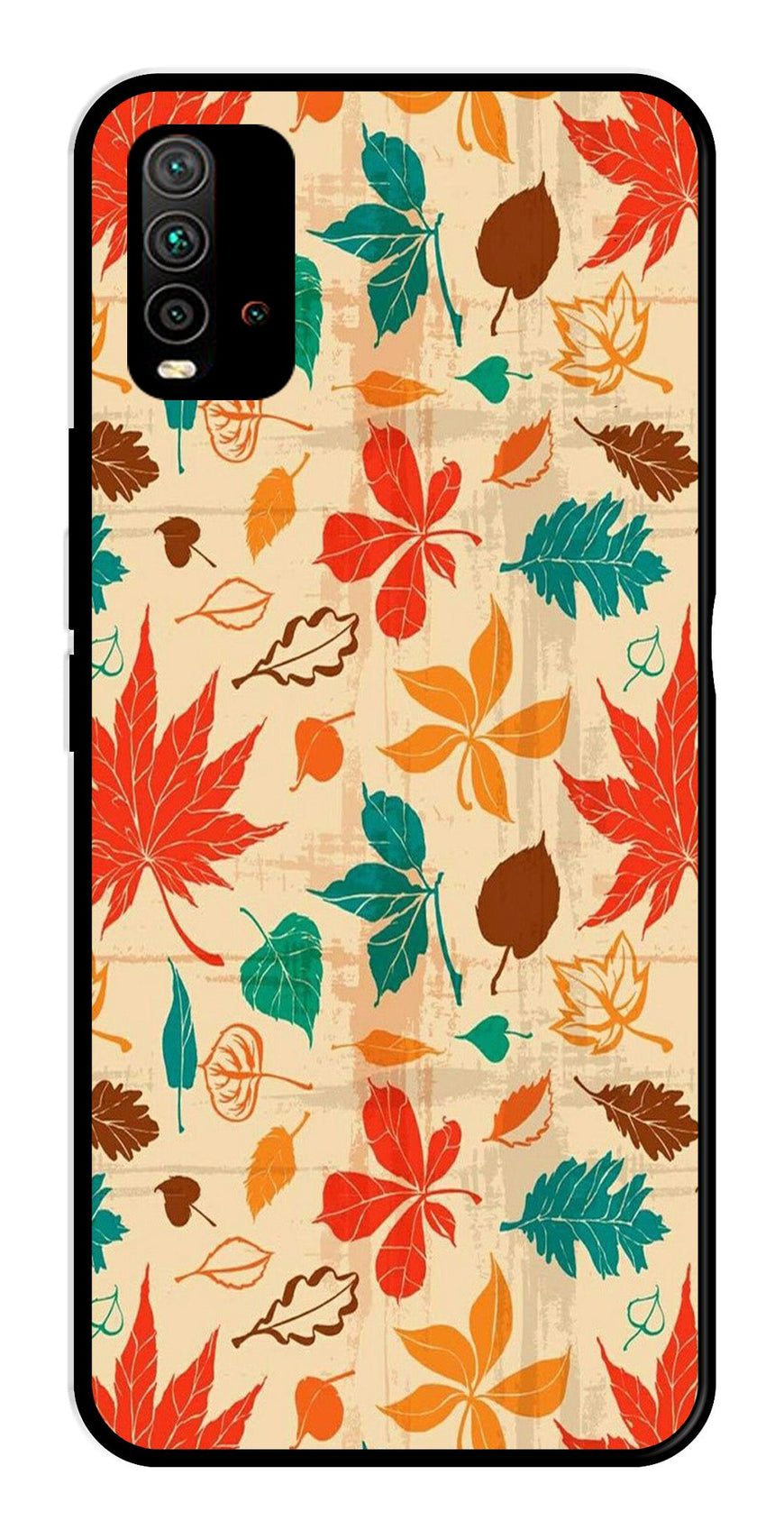 Leafs Design Metal Mobile Case for Redmi 9 Power   (Design No -14)