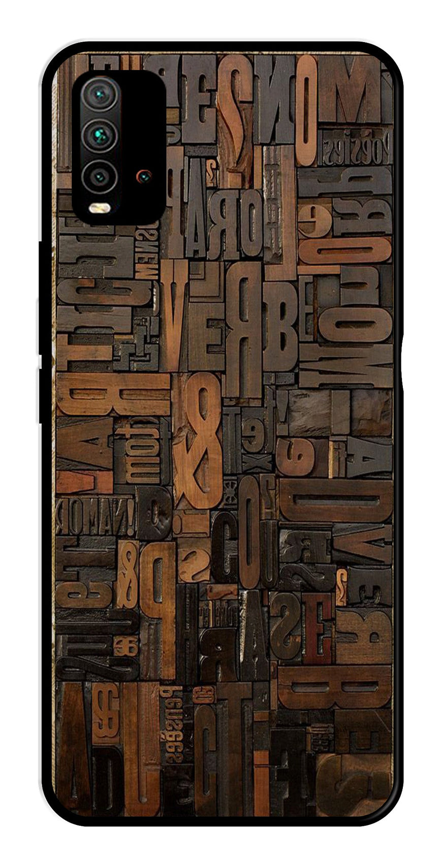 Alphabets Metal Mobile Case for Redmi 9 Power   (Design No -32)