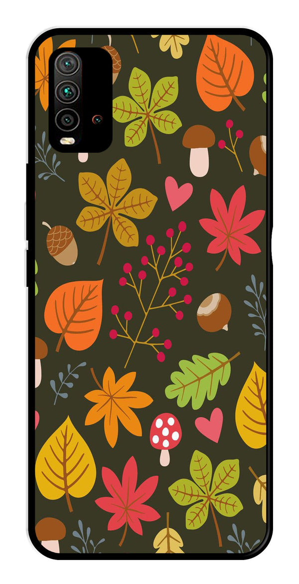 Leaves Design Metal Mobile Case for Redmi 9 Power   (Design No -51)