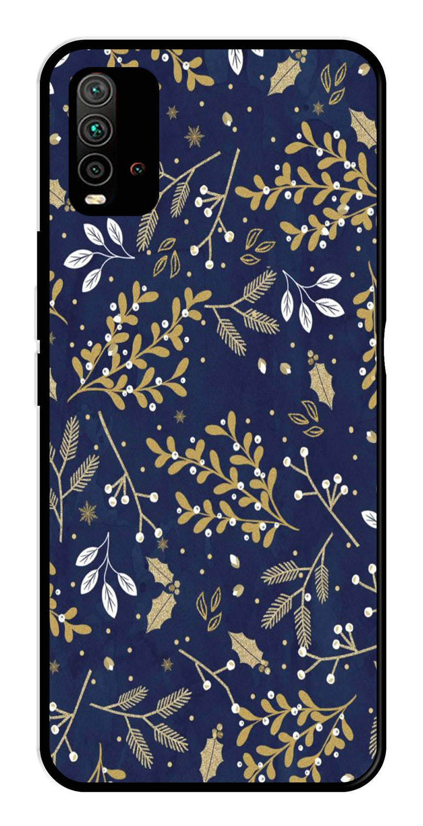 Floral Pattern  Metal Mobile Case for Redmi 9 Power   (Design No -52)