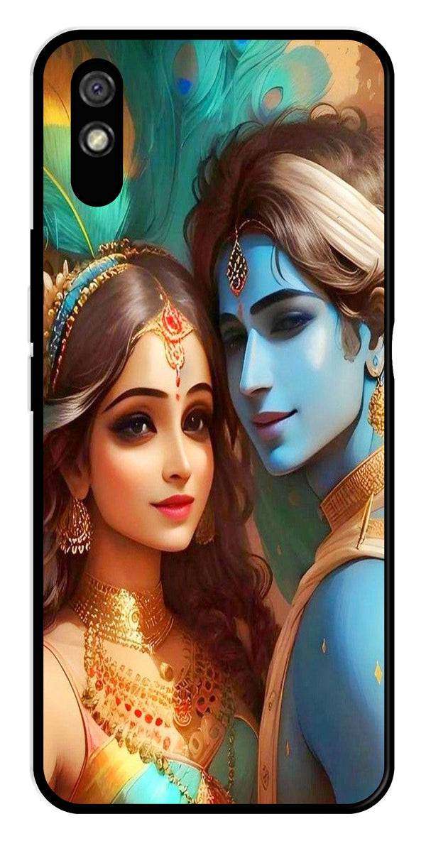 Lord Radha Krishna Metal Mobile Case for Redmi 9a   (Design No -01)