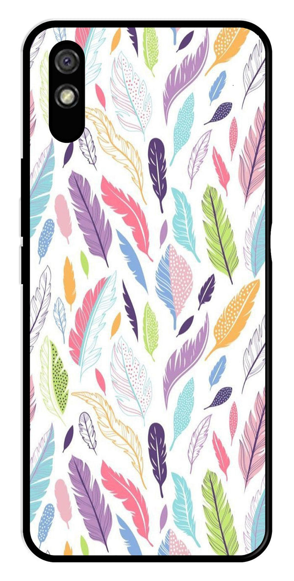 Colorful Feathers Metal Mobile Case for Redmi 9a   (Design No -06)