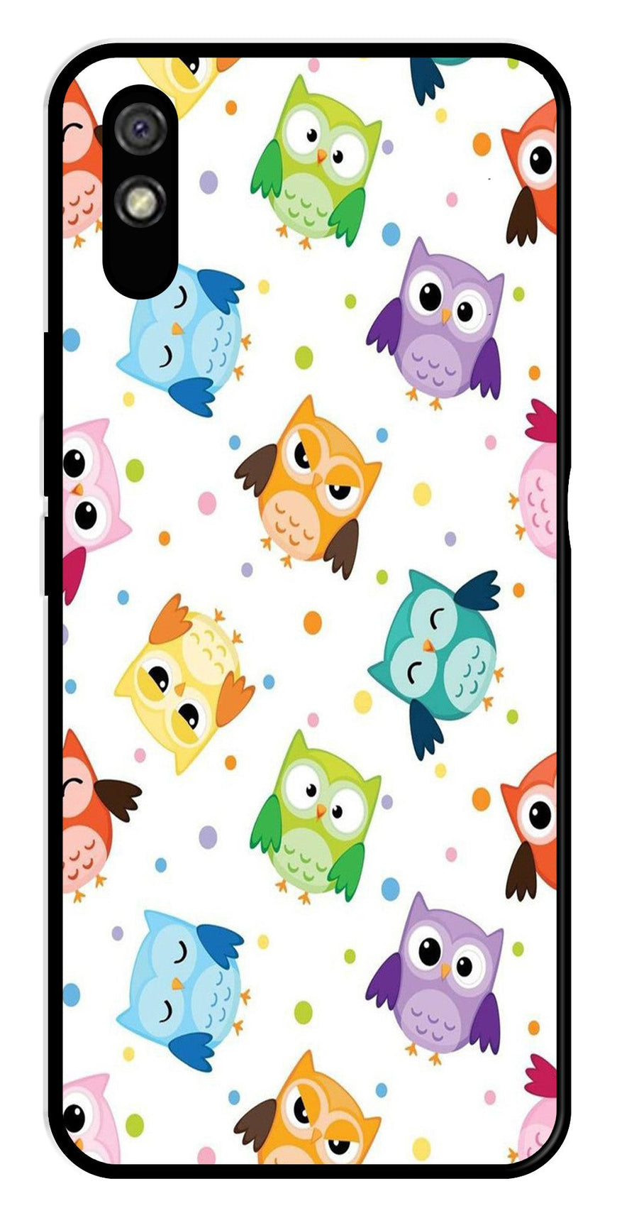 Owls Pattern Metal Mobile Case for Redmi 9a   (Design No -20)