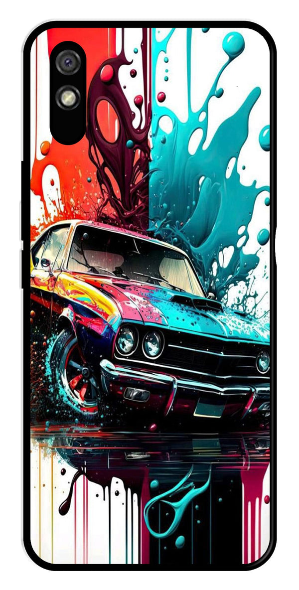 Vintage Car Metal Mobile Case for Redmi 9a   (Design No -29)