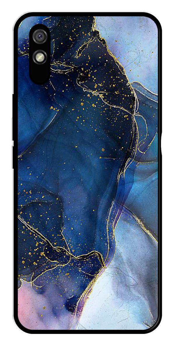 Blue Marble Metal Mobile Case for Redmi 9a   (Design No -34)
