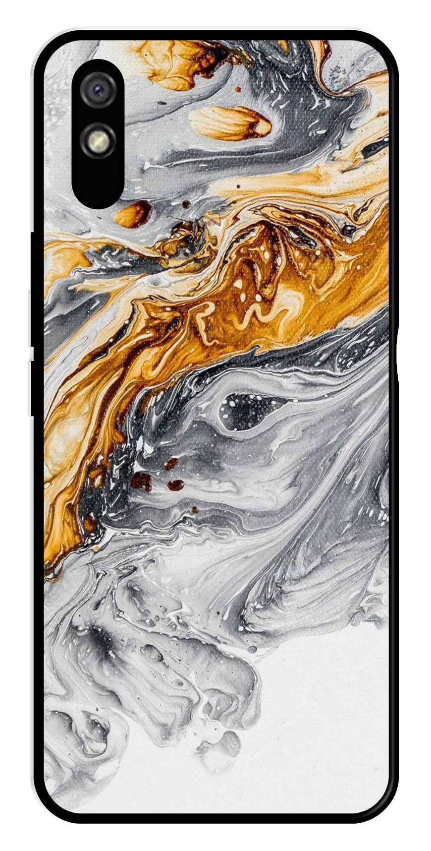 Marble Pattern Metal Mobile Case for Redmi 9a   (Design No -36)