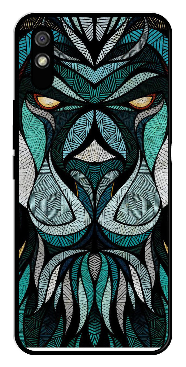 Lion Pattern Metal Mobile Case for Redmi 9a   (Design No -40)