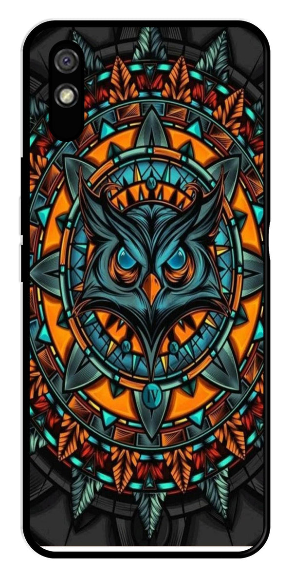 Owl Pattern Metal Mobile Case for Redmi 9a   (Design No -42)