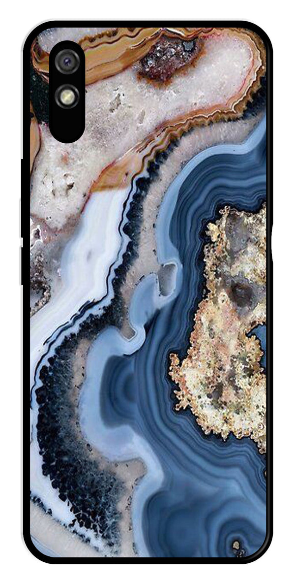 Marble Design Metal Mobile Case for Redmi 9a   (Design No -53)