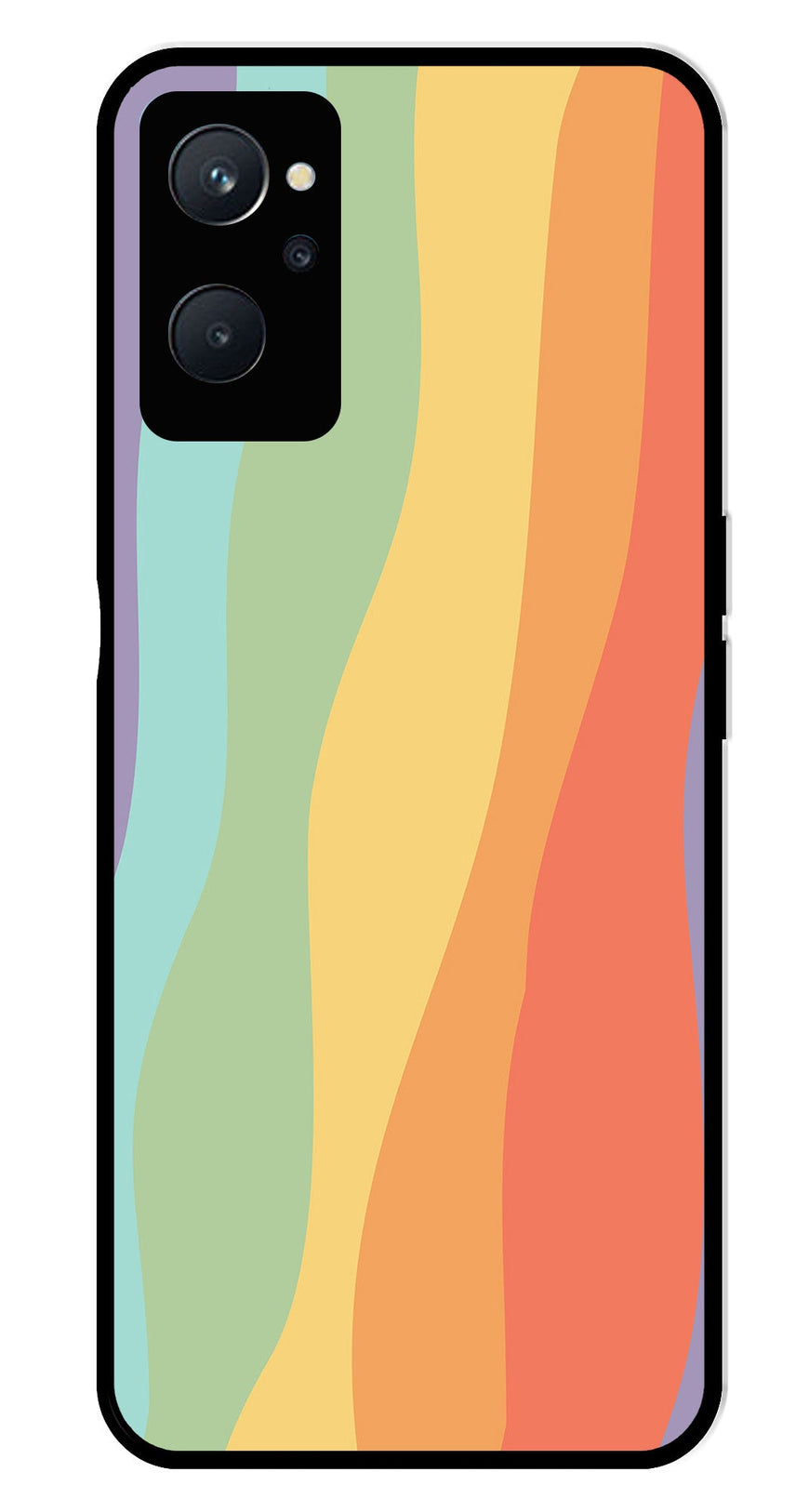 Muted Rainbow Metal Mobile Case for Realme 9i   (Design No -02)