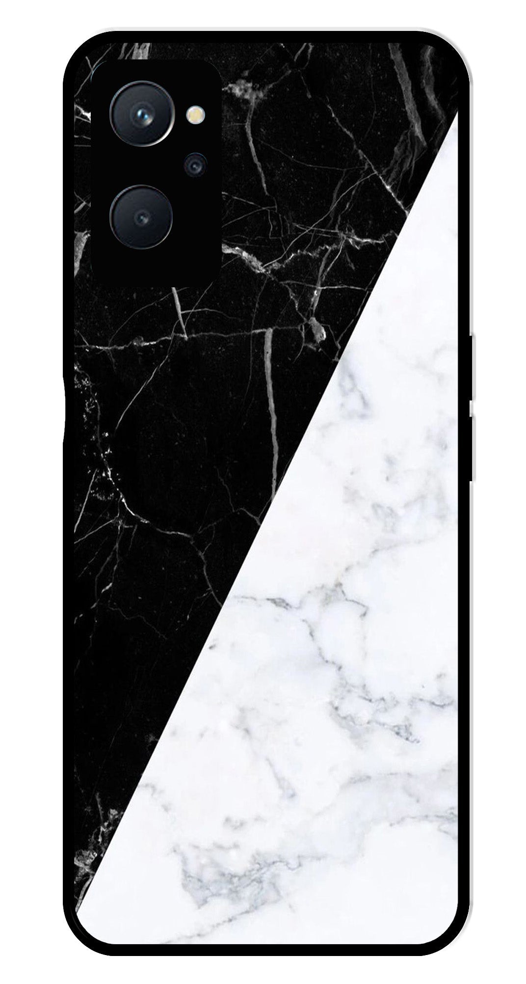 Black White Marble Design Metal Mobile Case for Realme 9i   (Design No -09)