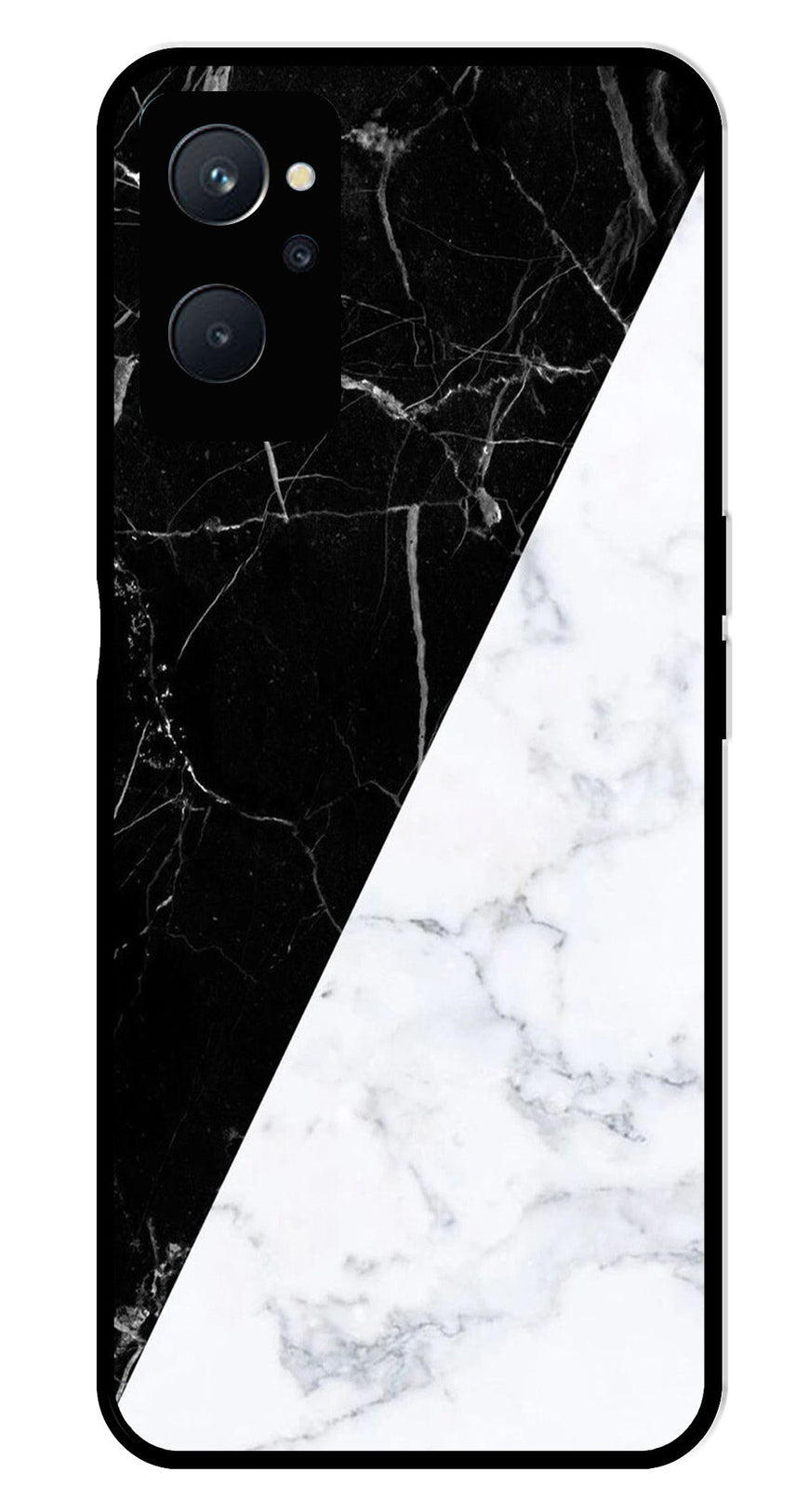 Black White Marble Design Metal Mobile Case for Realme 9i   (Design No -09)