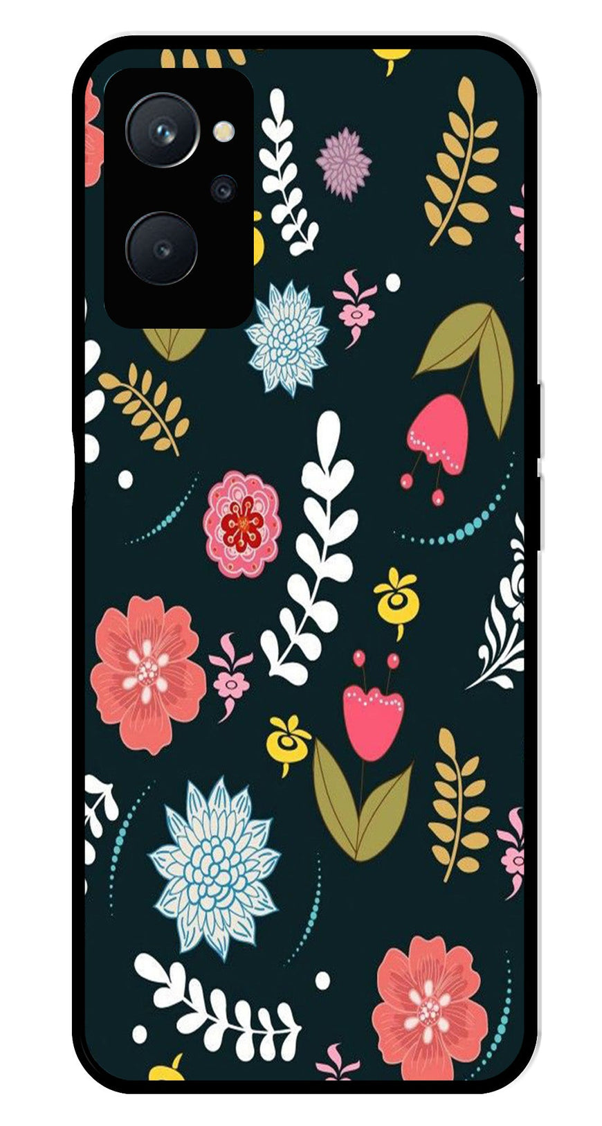 Floral Pattern2 Metal Mobile Case for Realme 9i   (Design No -12)