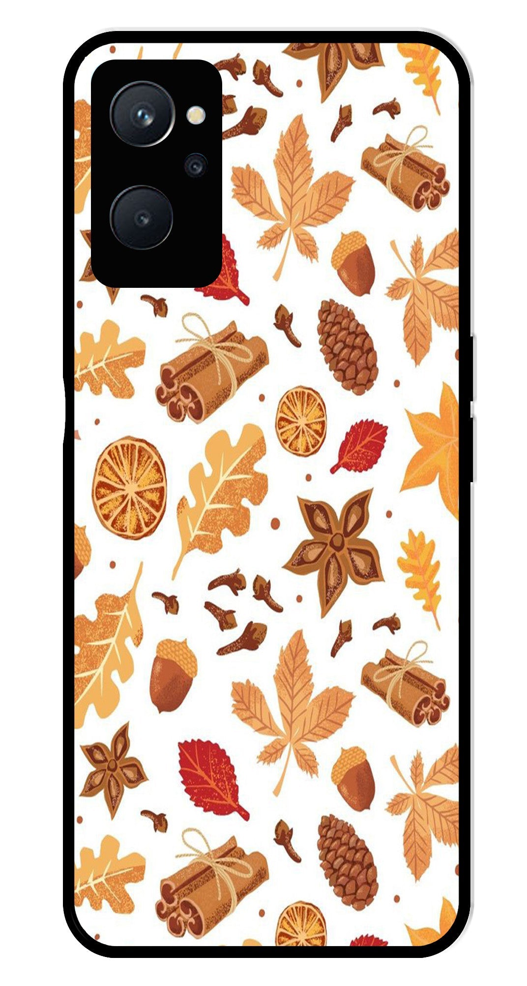 Autumn Leaf Metal Mobile Case for Realme 9i   (Design No -19)