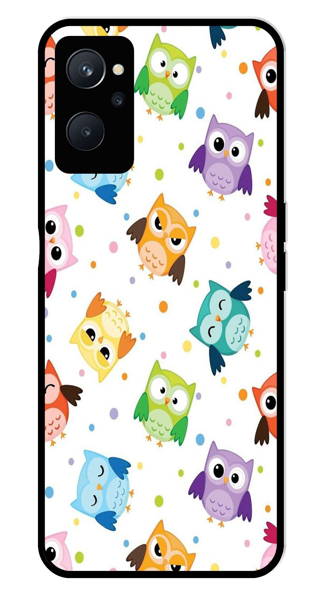 Owls Pattern Metal Mobile Case for Realme 9i   (Design No -20)