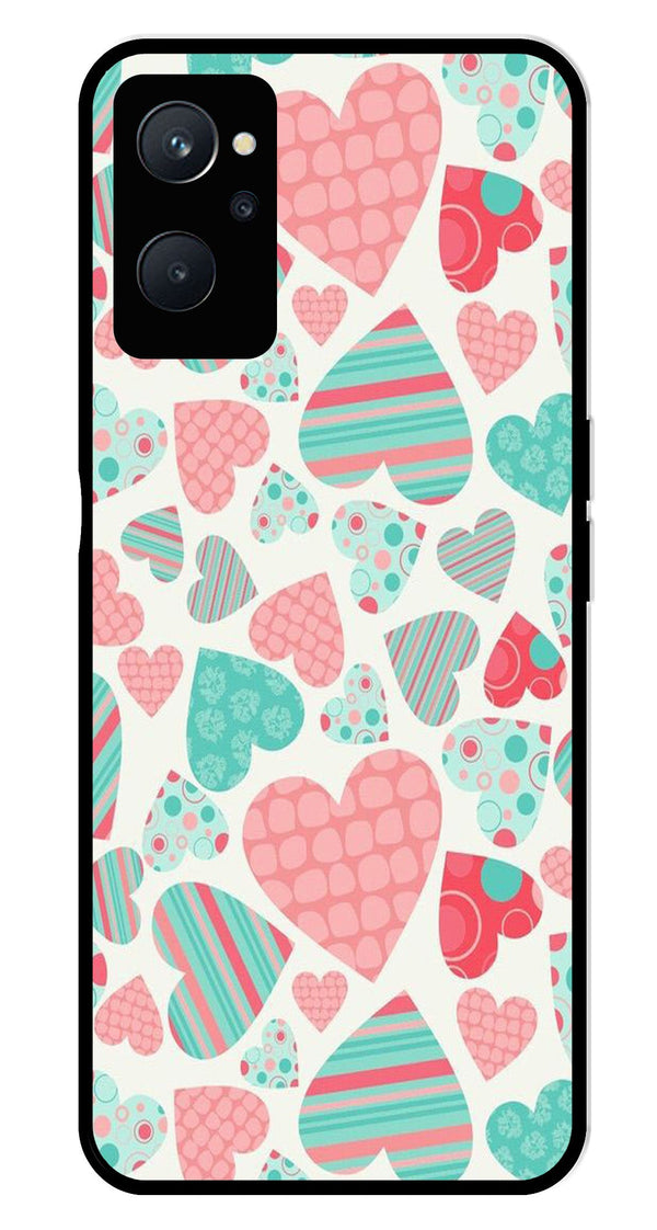 Hearts Pattern Metal Mobile Case for Realme 9i   (Design No -22)