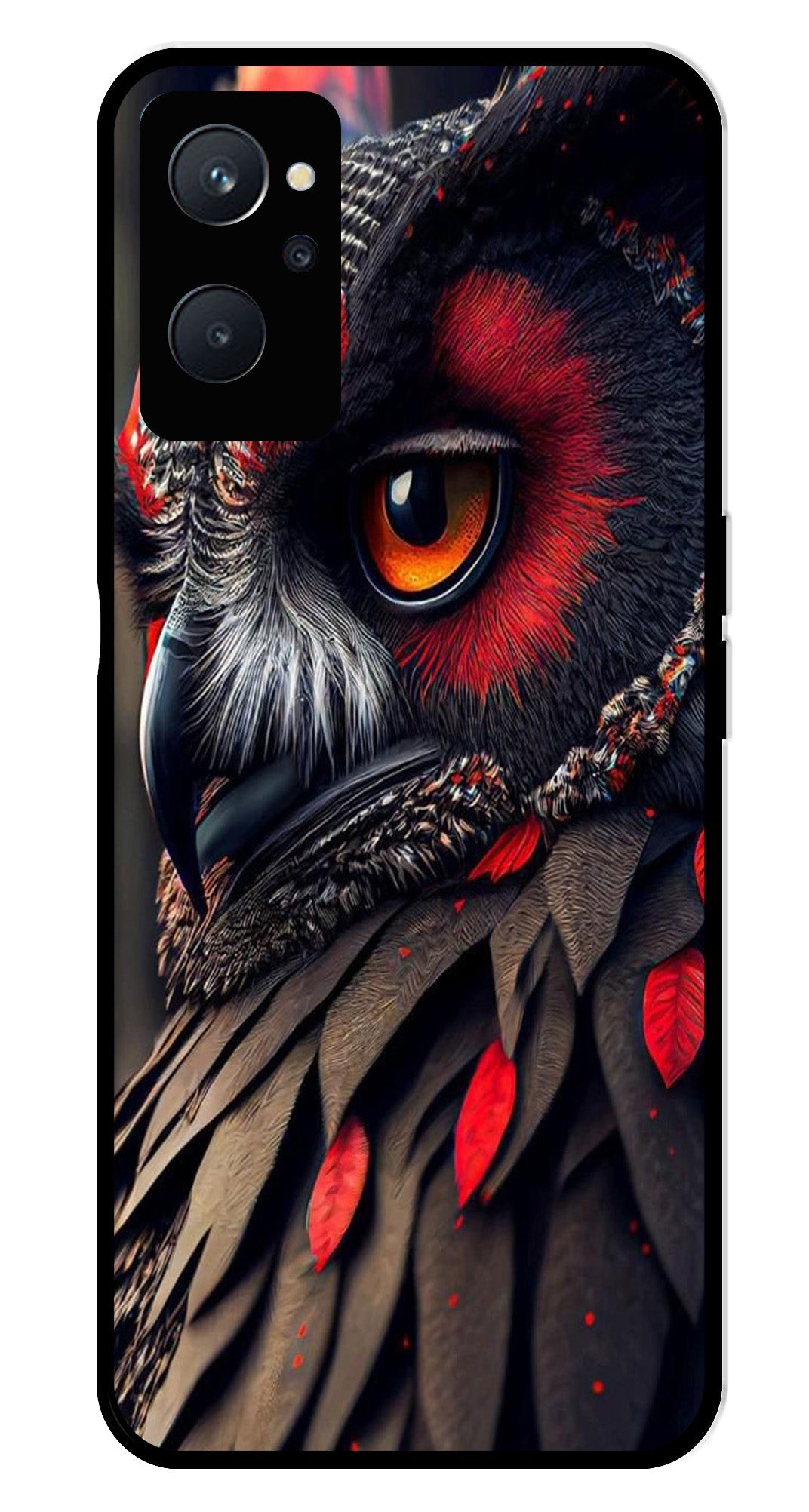 Owl Design Metal Mobile Case for Realme 9i   (Design No -26)