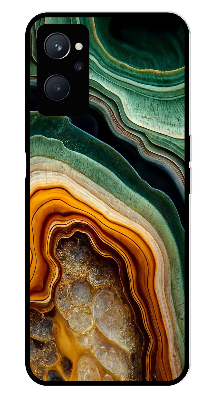Marble Design Metal Mobile Case for Realme 9i   (Design No -28)