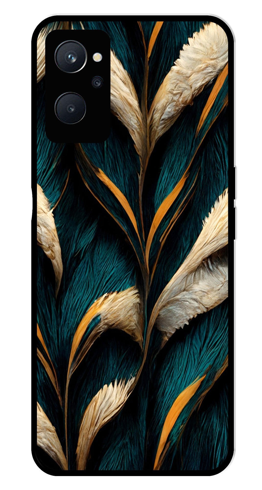 Feathers Metal Mobile Case for Realme 9i   (Design No -30)