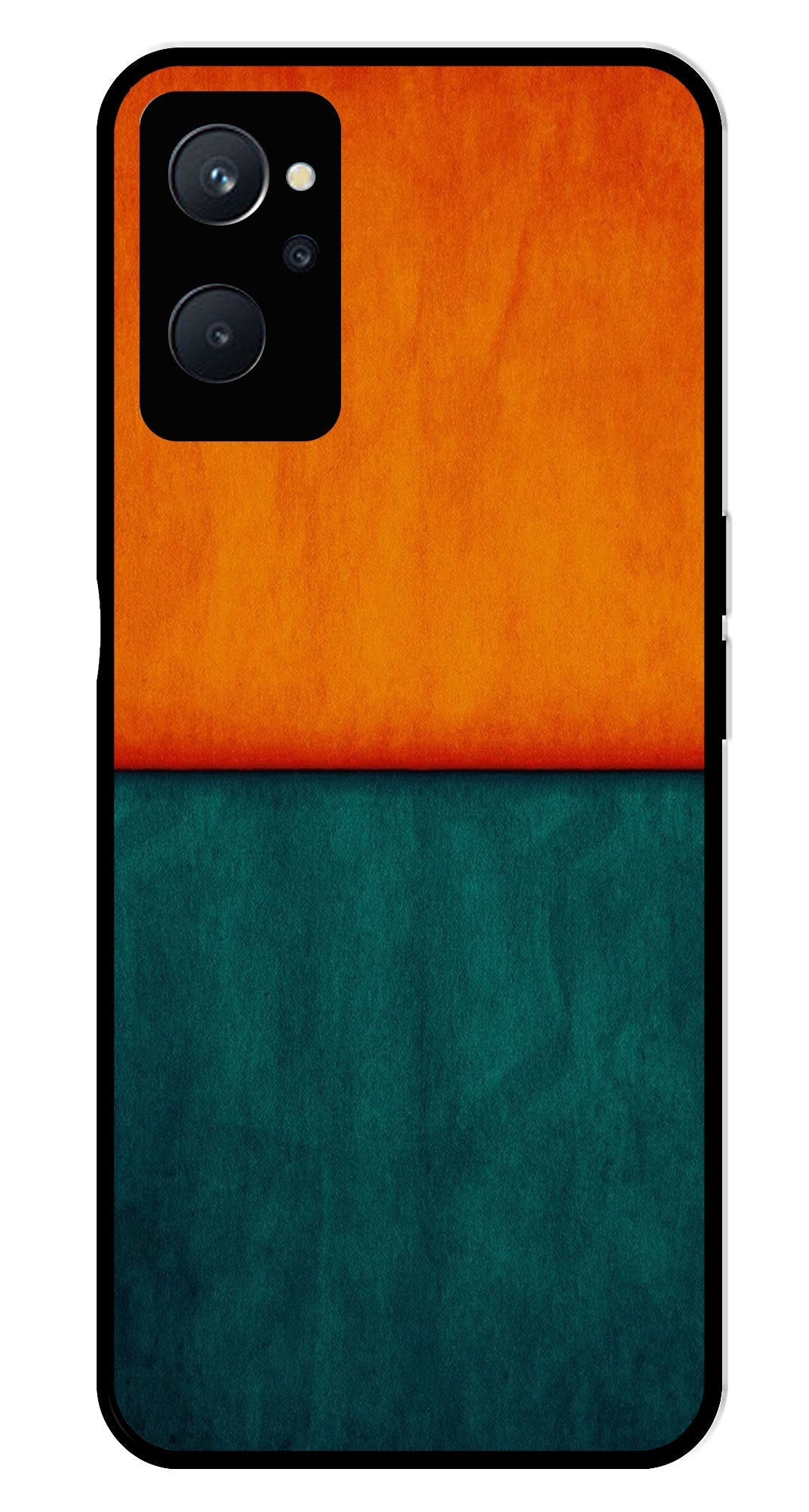 Orange Green Pattern Metal Mobile Case for Realme 9i   (Design No -45)