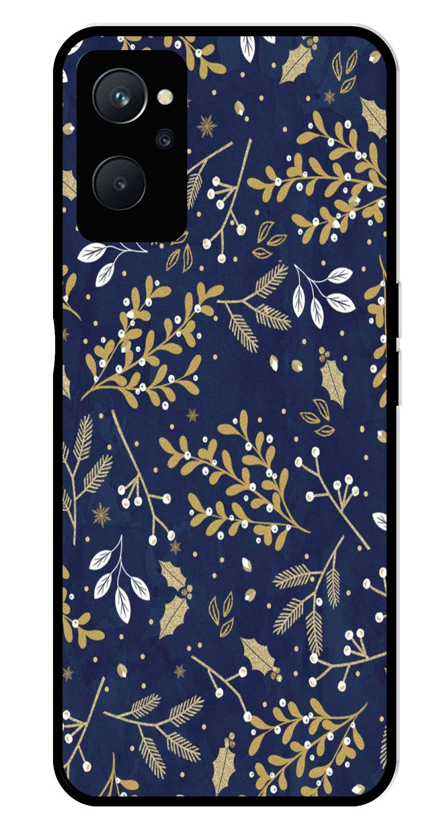 Floral Pattern  Metal Mobile Case for Realme 9i   (Design No -52)