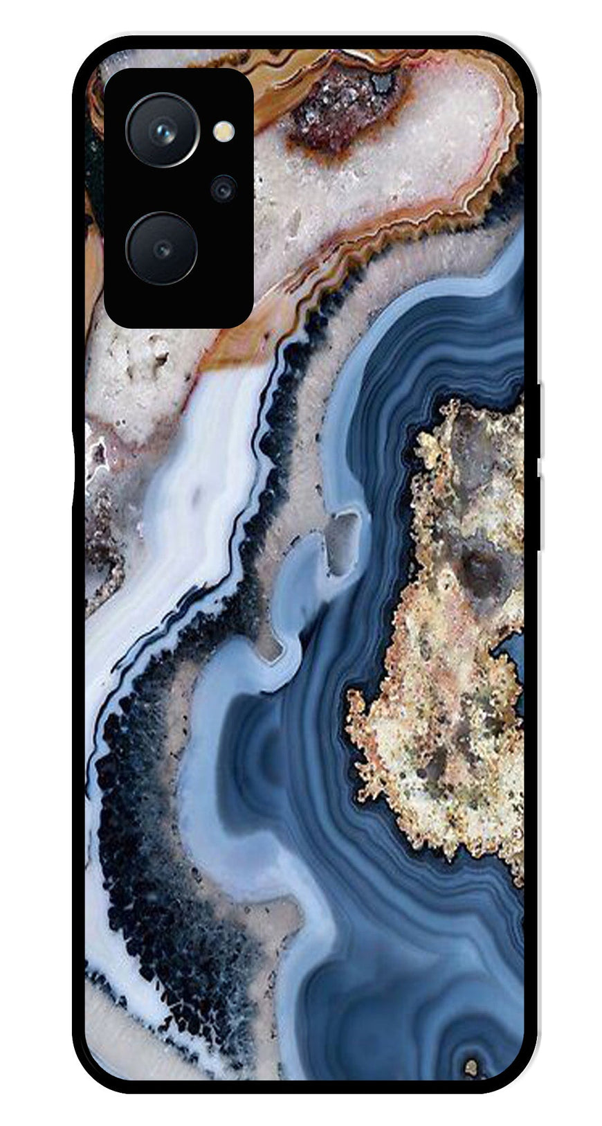 Marble Design Metal Mobile Case for Realme 9i   (Design No -53)