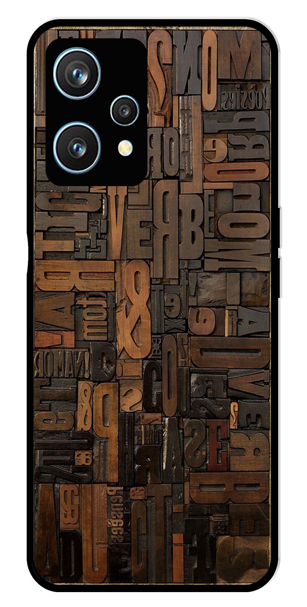 Alphabets Metal Mobile Case for Realme 9 Pro 50   (Design No -32)