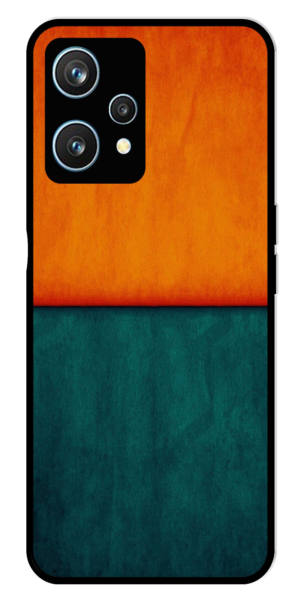 Orange Green Pattern Metal Mobile Case for Realme 9 Pro 50   (Design No -45)