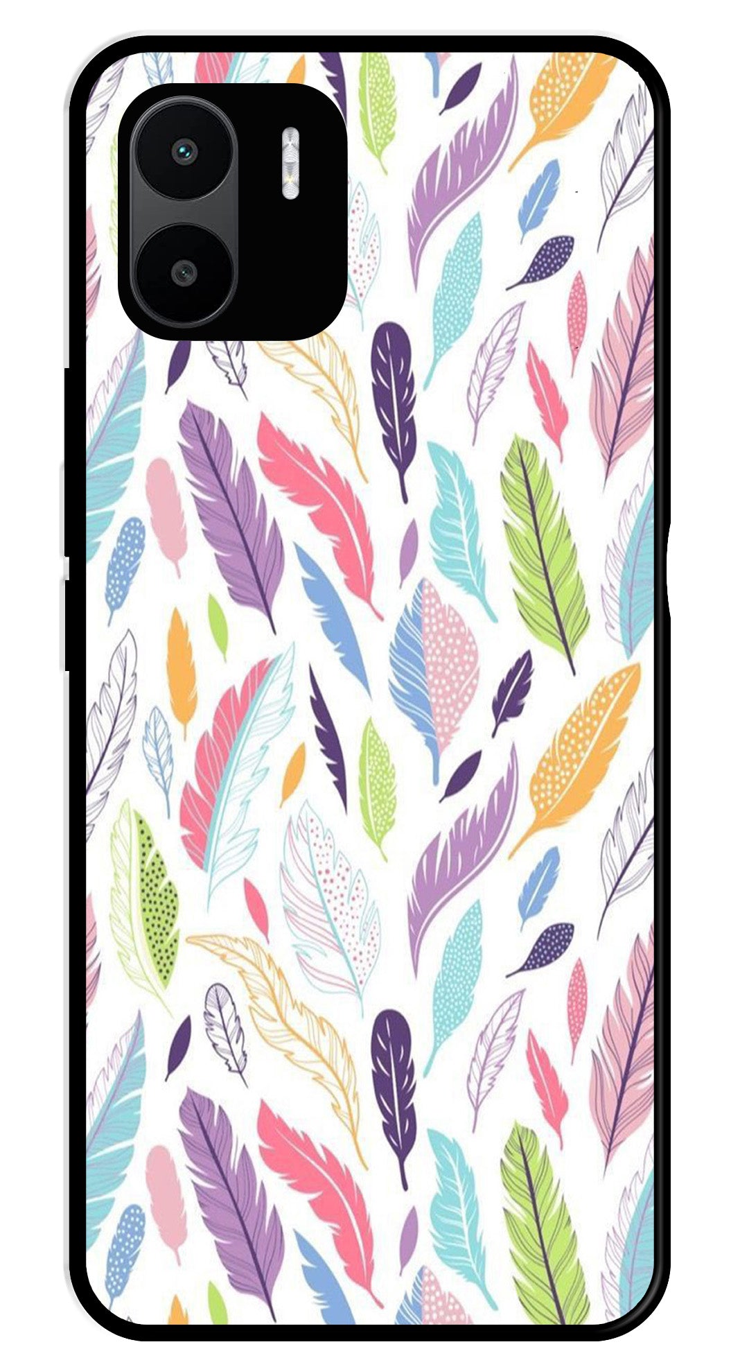 Colorful Feathers Metal Mobile Case for Redmi A1   (Design No -06)