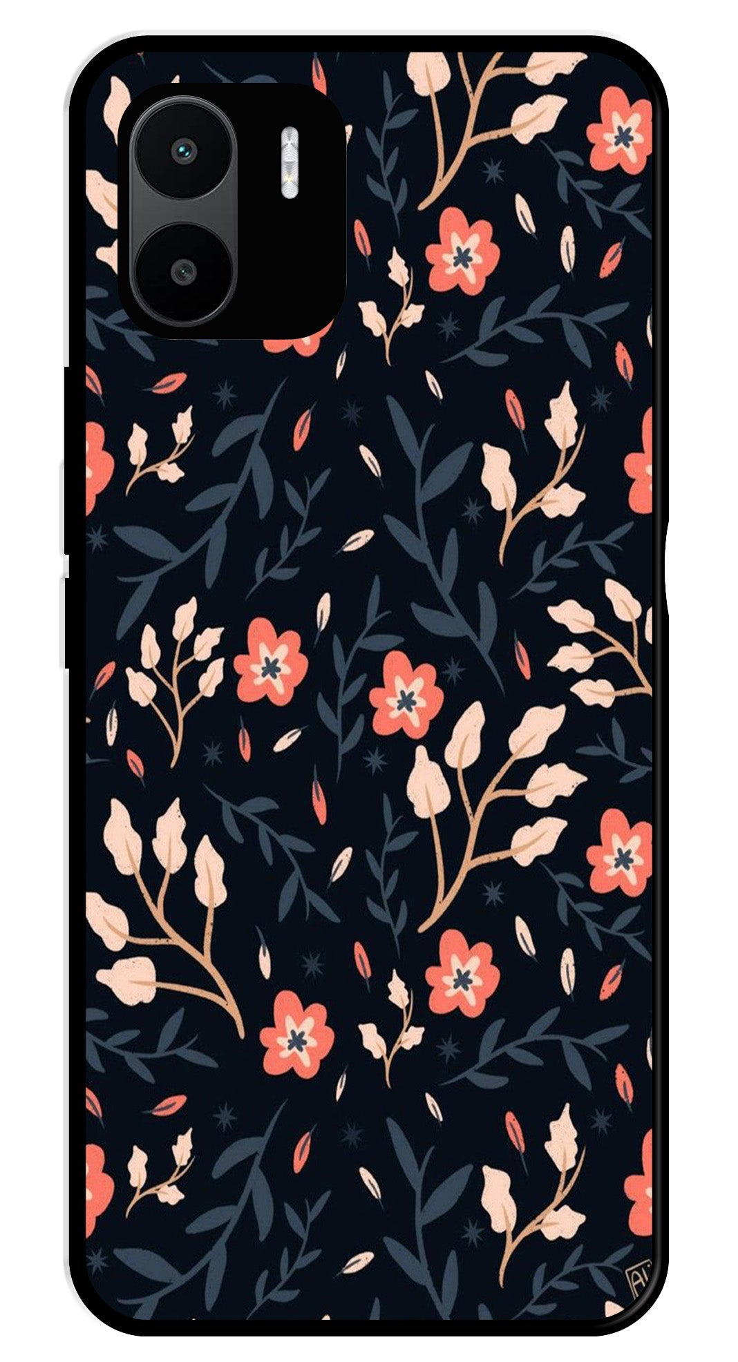 Floral Pattern Metal Mobile Case for Redmi A1   (Design No -10)