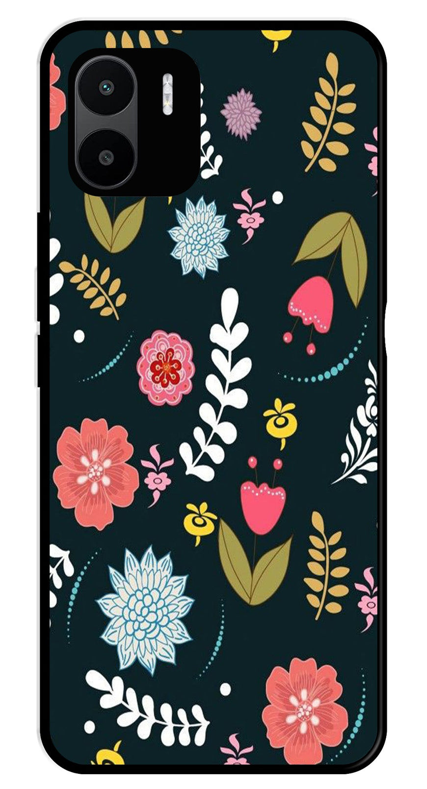 Floral Pattern2 Metal Mobile Case for Redmi A1   (Design No -12)