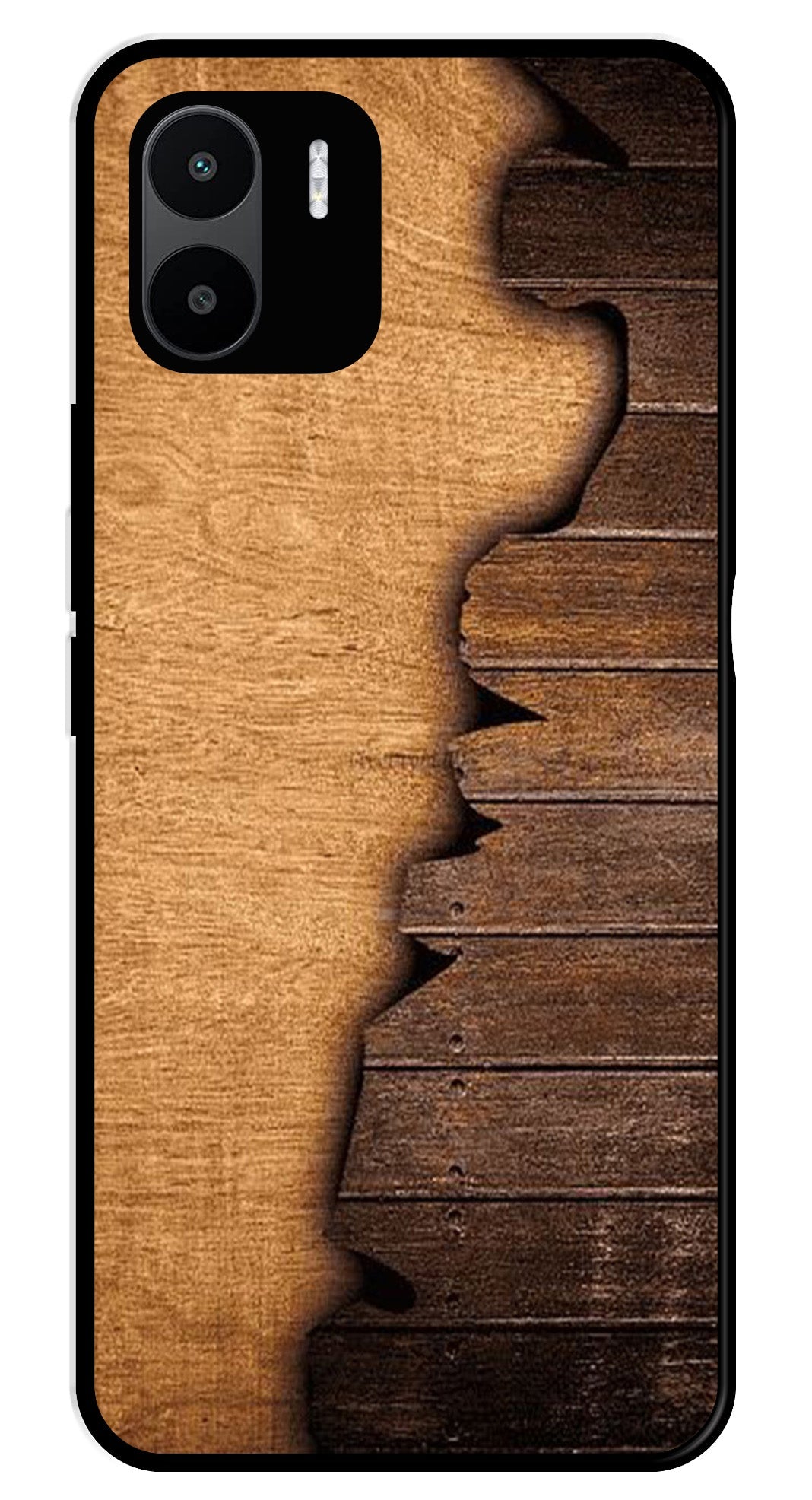Wooden Design Metal Mobile Case for Redmi A1   (Design No -13)