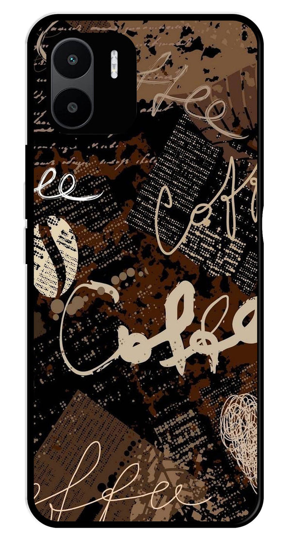 Coffee Pattern Metal Mobile Case for Redmi A2   (Design No -37)