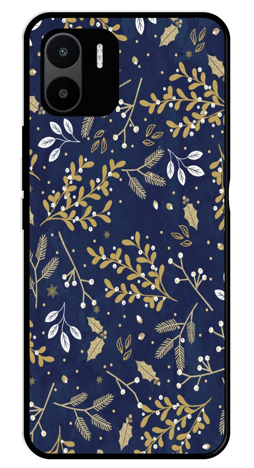 Floral Pattern  Metal Mobile Case for Redmi A1   (Design No -52)