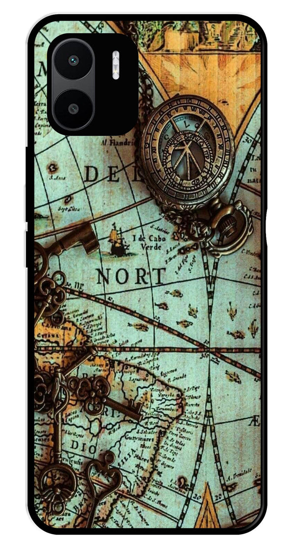 Map Design Metal Mobile Case for Redmi A1   (Design No -54)