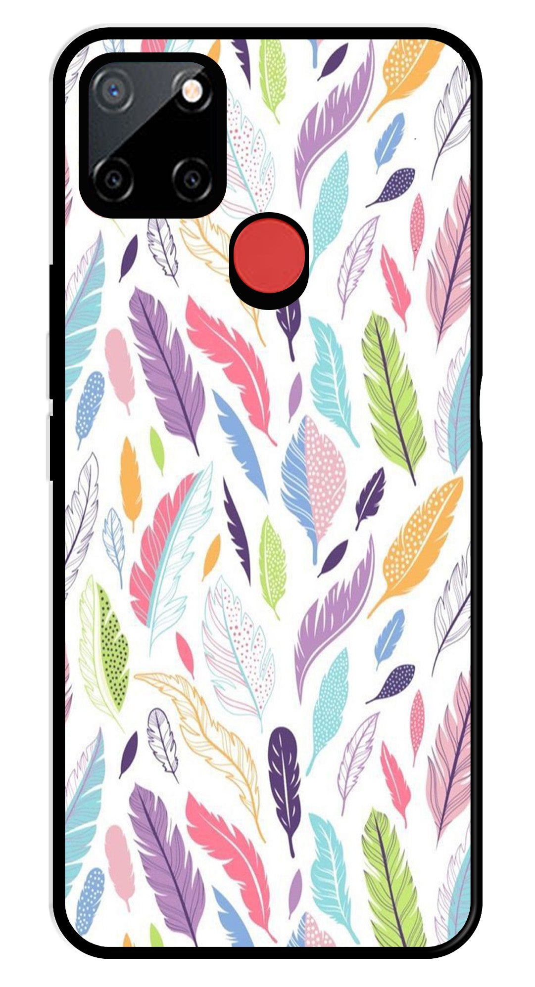 Colorful Feathers Metal Mobile Case for Realme C12   (Design No -06)