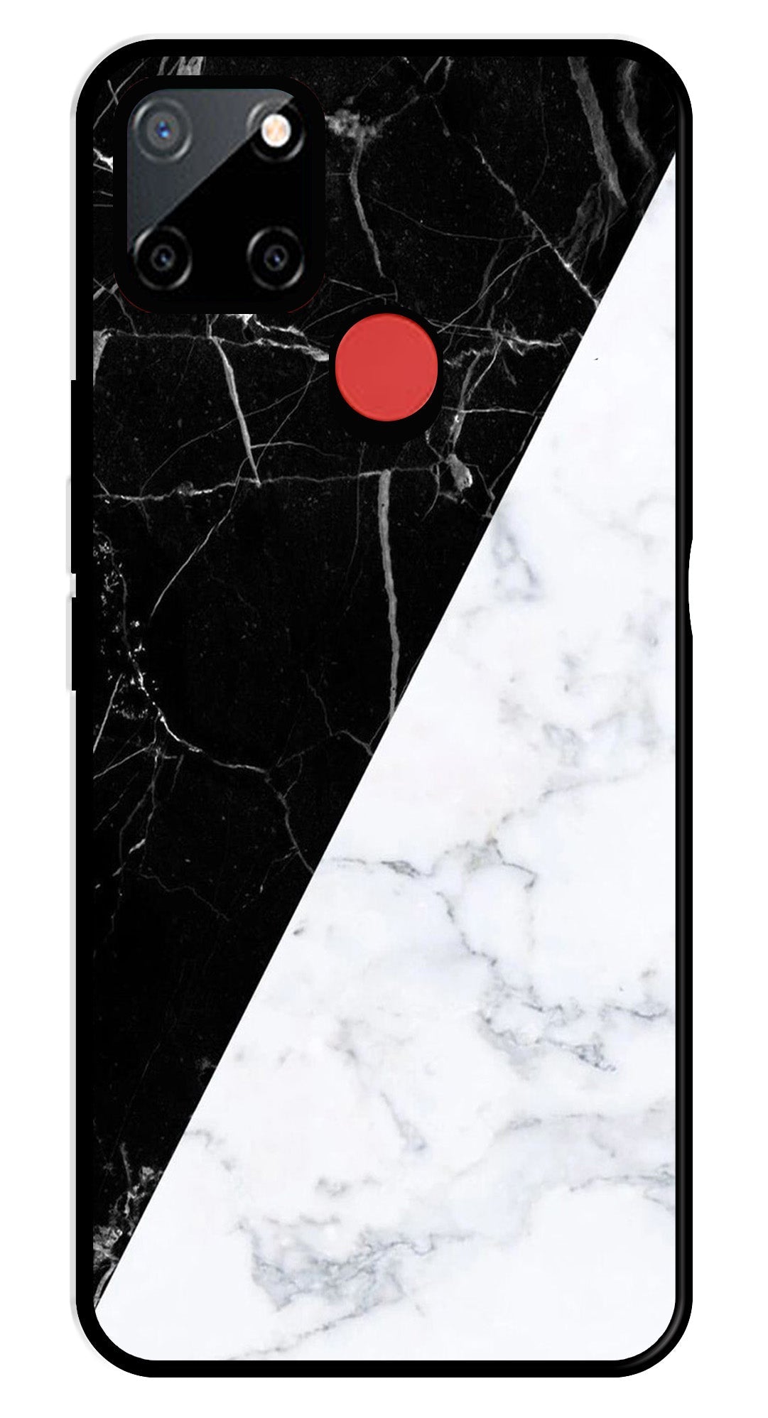 Black White Marble Design Metal Mobile Case for Realme C12   (Design No -09)