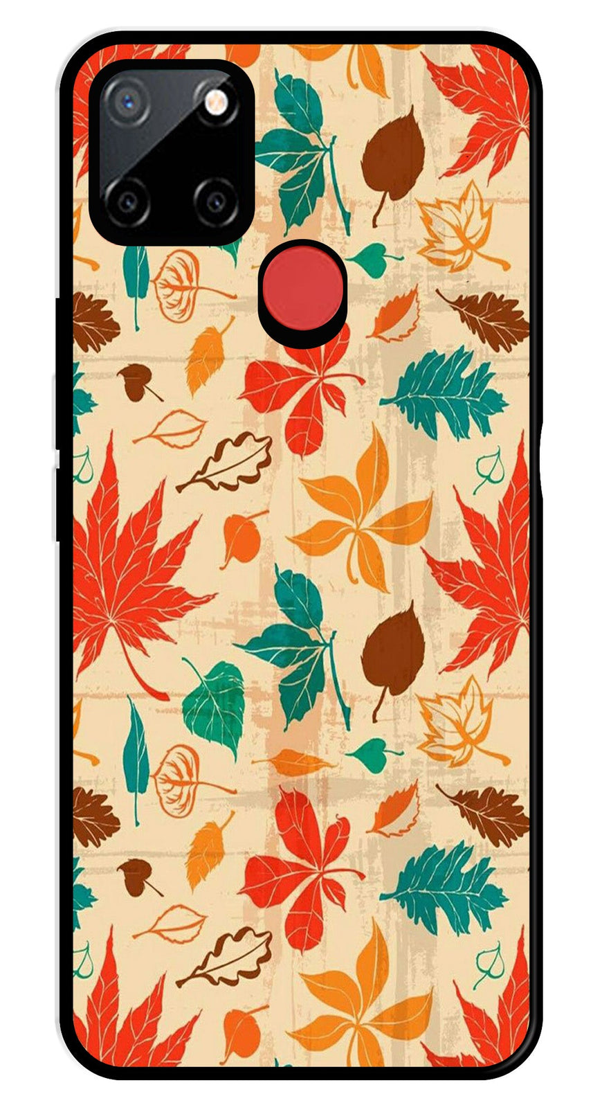 Leafs Design Metal Mobile Case for Realme C25   (Design No -14)