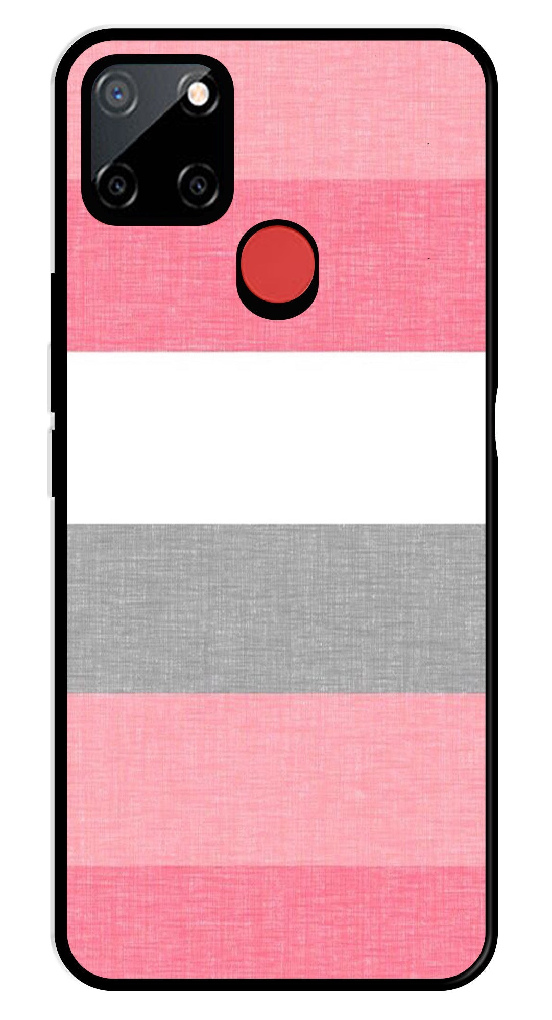 Pink Pattern Metal Mobile Case for Realme C12   (Design No -23)