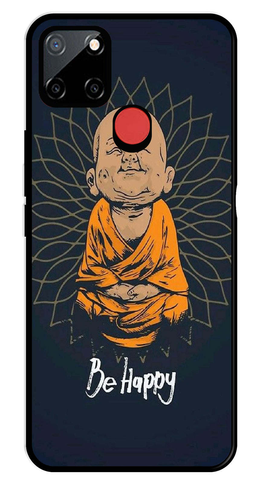 Be Happy Metal Mobile Case for Realme C12   (Design No -27)